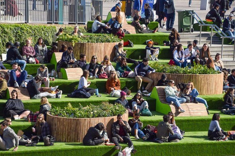 People sitting on the stairs